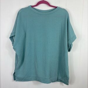 DOKOTOO Boxy Ribbed Teal Plus Size Shirt Size 1X Loose Fit